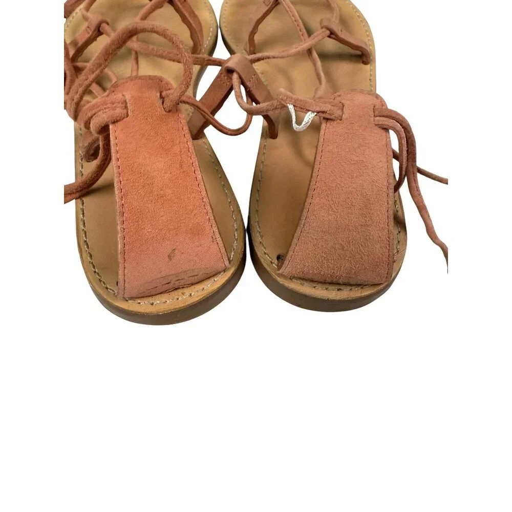 SIZE 9.5 Madewell The Boardwalk Tan Leather Strappy Gladiator Sandals - Picture 7 of 9